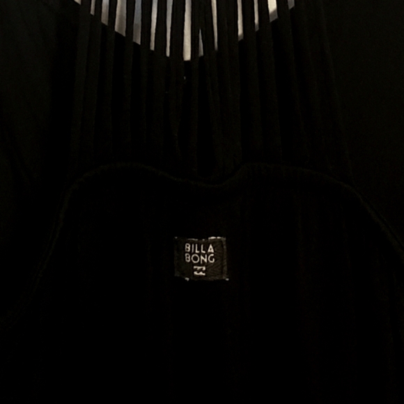 Billabong Coverup Midi Dress Black Crochet Back Straps Boho Flowy Woman M EUC - Picture 11 of 12